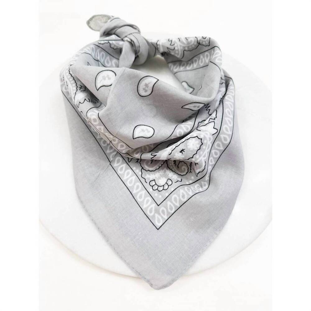 NEW LOVE AND REPEAT unisex paisley pattern bandana in gray